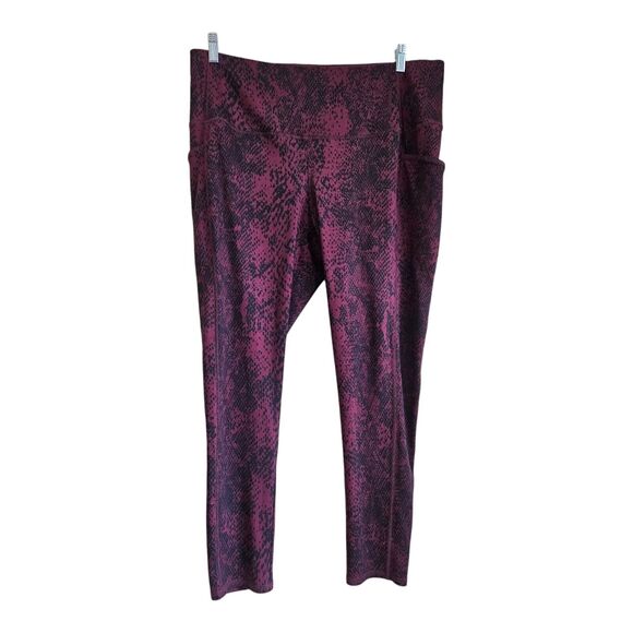 CHICO'S Zenergy 3 Women's 16 18 Leggings Burgundy Black Snakeskin Pattern - Picture 1 of 6